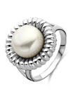 Zilveren Gerhodineerde Ring Parel 1341108
