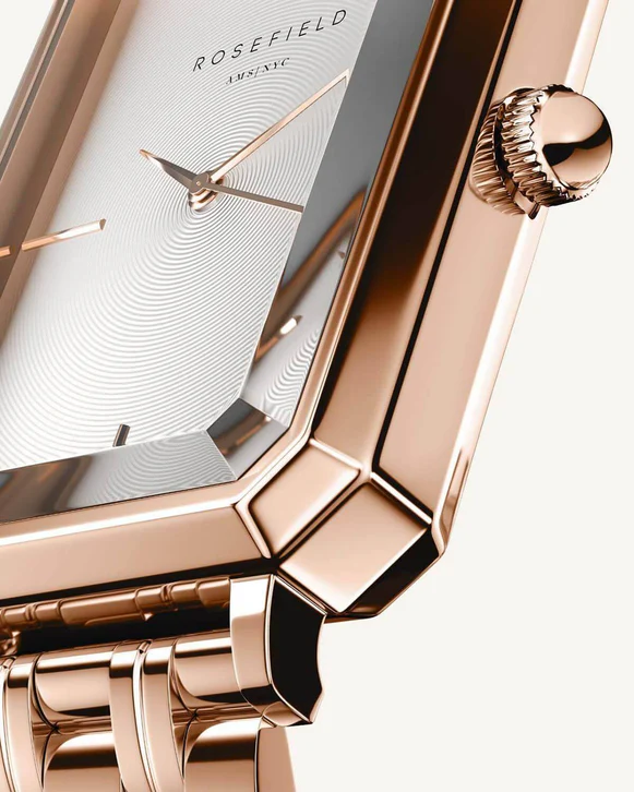 Rosefield horloge OCWSRG-O42 The Octagon White Sunray Steel Rose Gold - PansiteNederland.nl