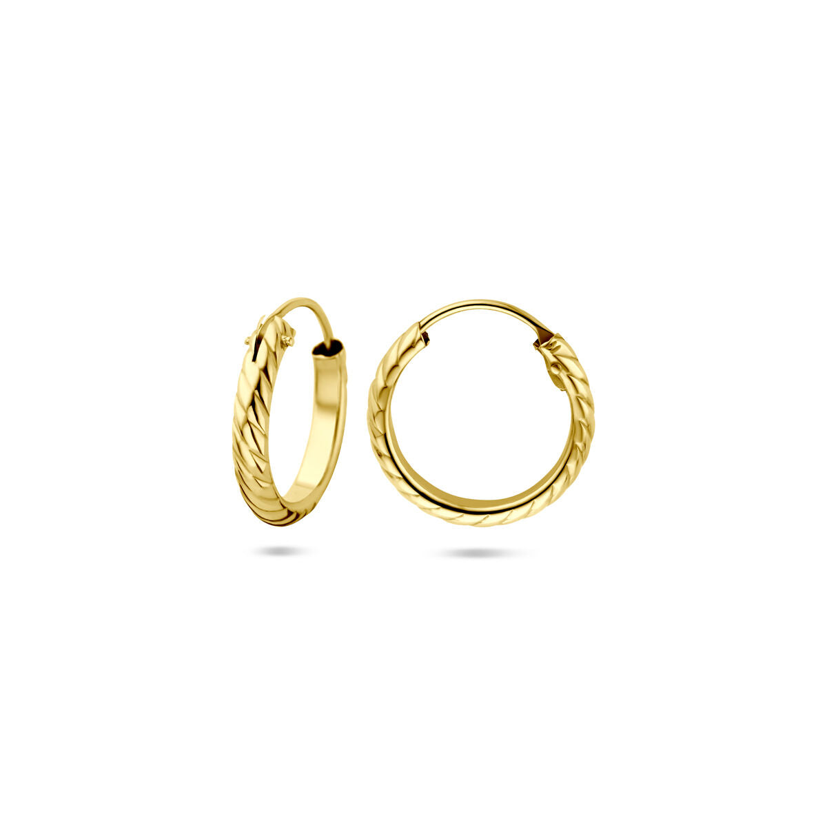 14K geelgouden oorringen gedraaid 12,5 mm - 4034098