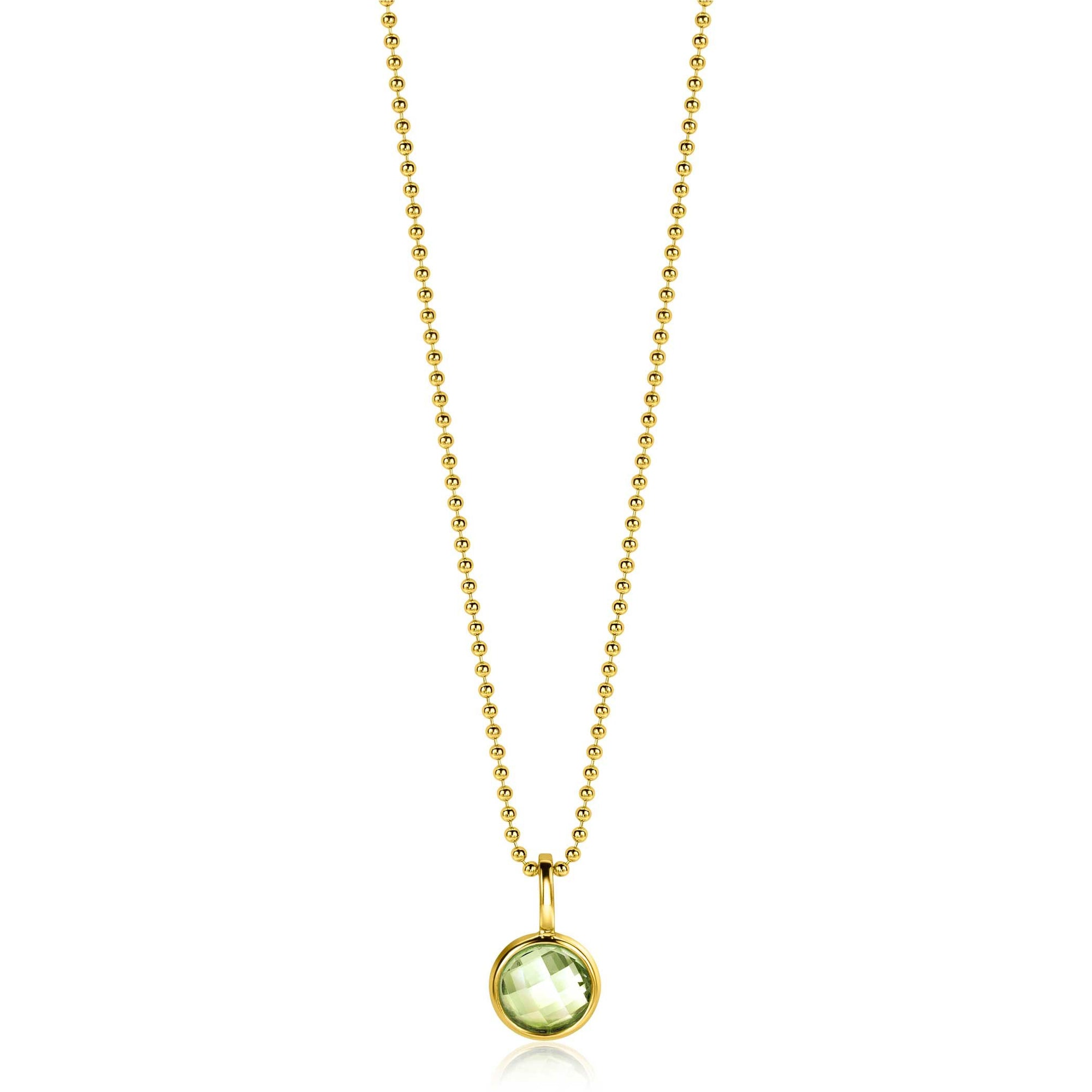 Zinzi AUGUSTUS hanger 8mm gold plated geboortesteen groen peridoot zirkonia ZIH-AUG (zonder collier) - PansiteNederland.nl