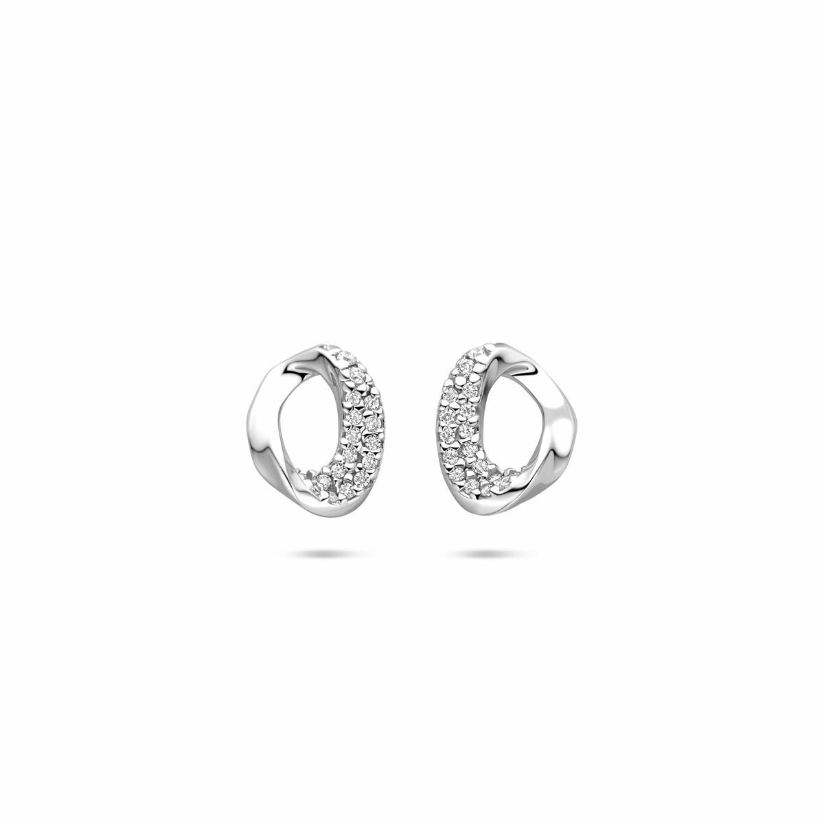 Zilveren gerhodineerde oorknoppen zirkonia 9 mm - 1341027