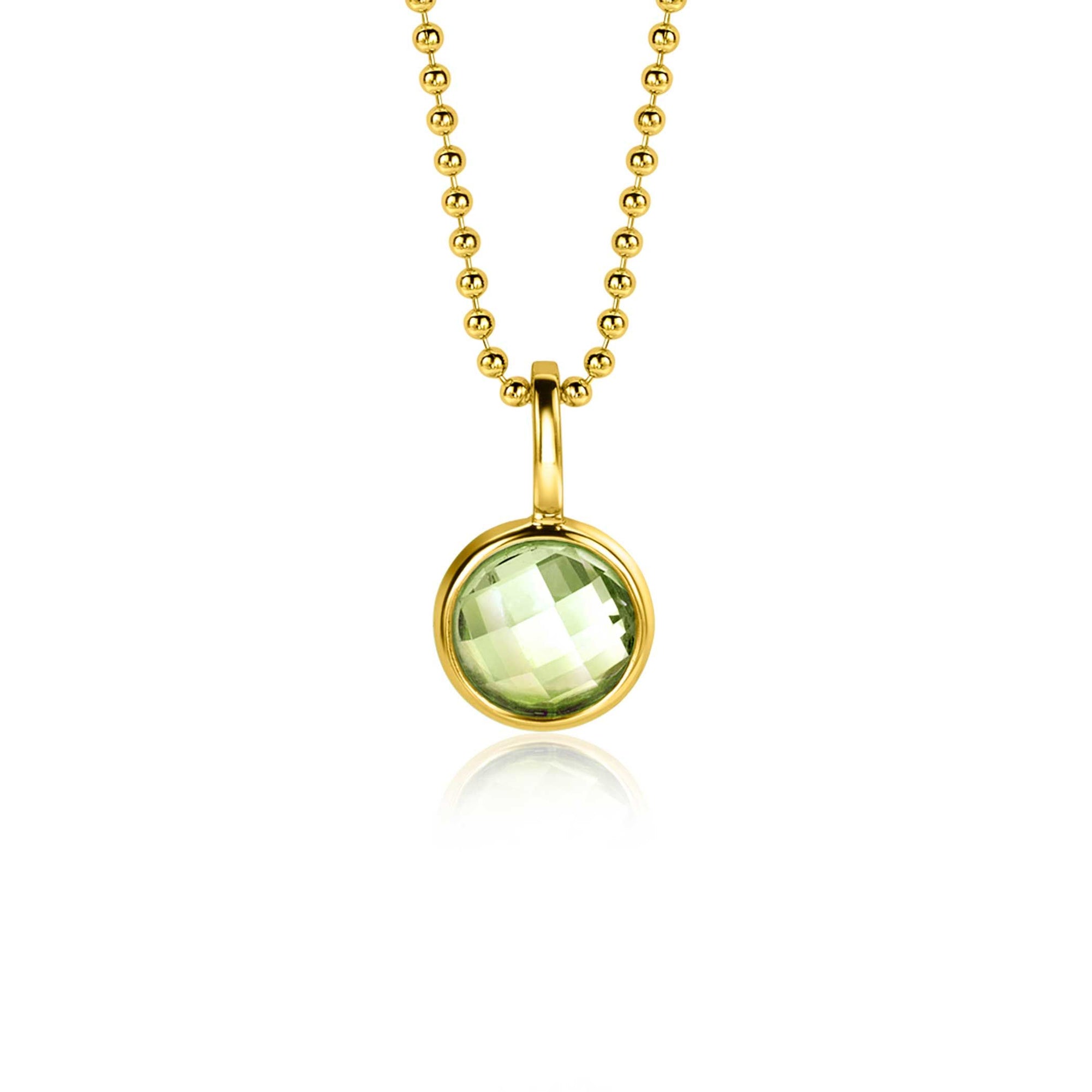 Zinzi AUGUSTUS hanger 8mm gold plated geboortesteen groen peridoot zirkonia ZIH-AUG (zonder collier) - PansiteNederland.nl