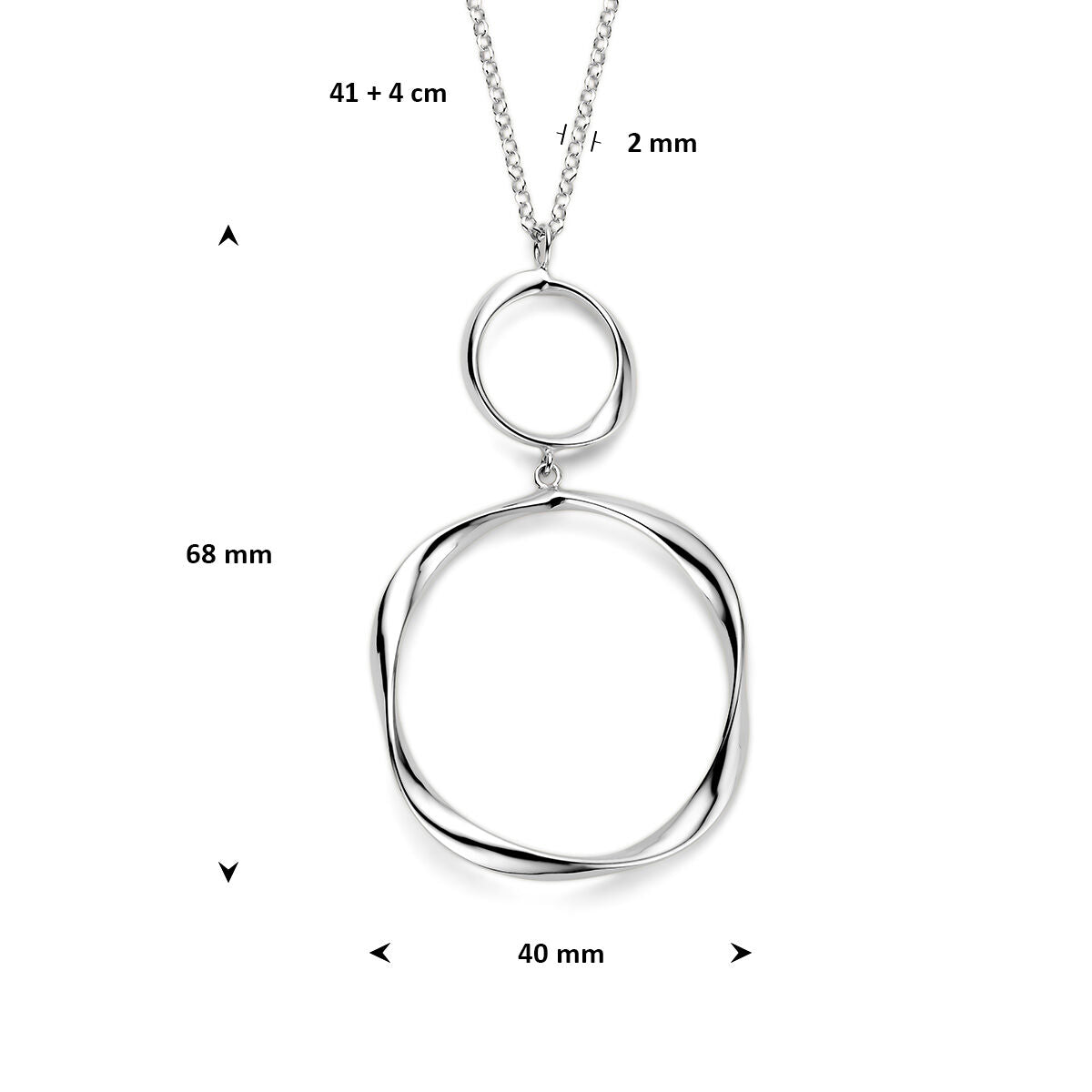 Fantasy Collection Collier gedraaid 41 + 4 cm zilver