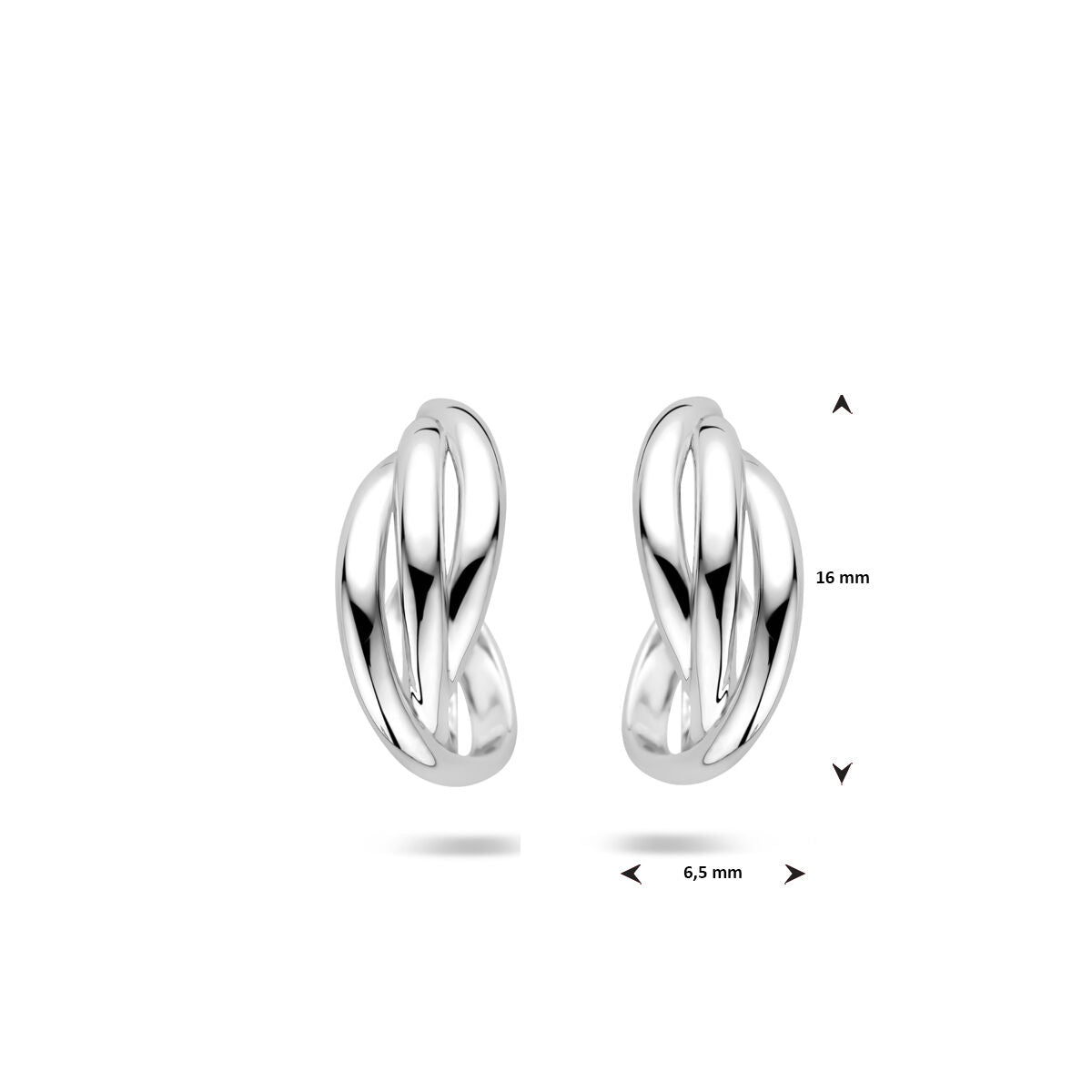 Zilveren gerhodineerde stekeroorringen gedraaid 16 mm - 1340789