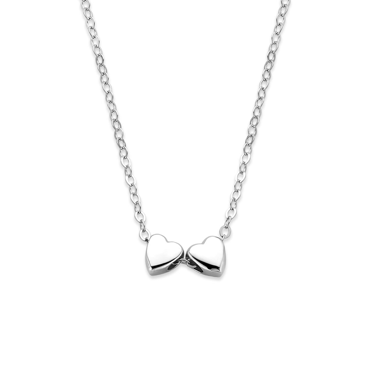 Fantasy Collection Collier 2 hartjes 41 + 4 cm zilver
