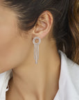 Zilveren gerhodineerde oorhangers zirkonia 62 mm - 1341091