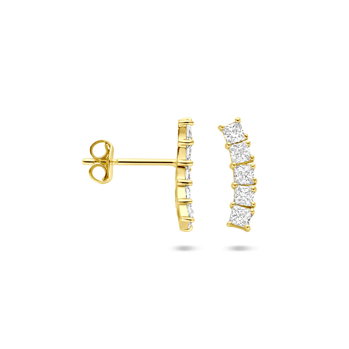 14K geelgouden oorknoppen zirkonia 12 mm - 4034118
