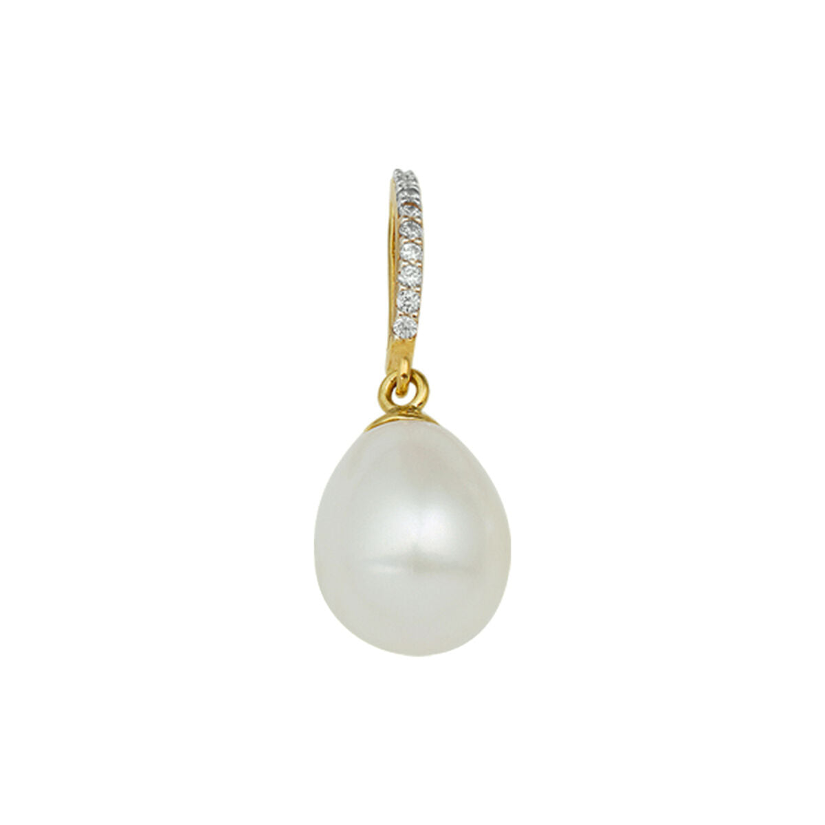 14K geelgoud hanger parel en zirkonia 14 x 8,5 mm 4016819 - PansiteNederland.nl