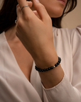 Sparkling Jewels Armband Onyx Saturn large - Silver 6mm SB-GEM07-ADD-6MM