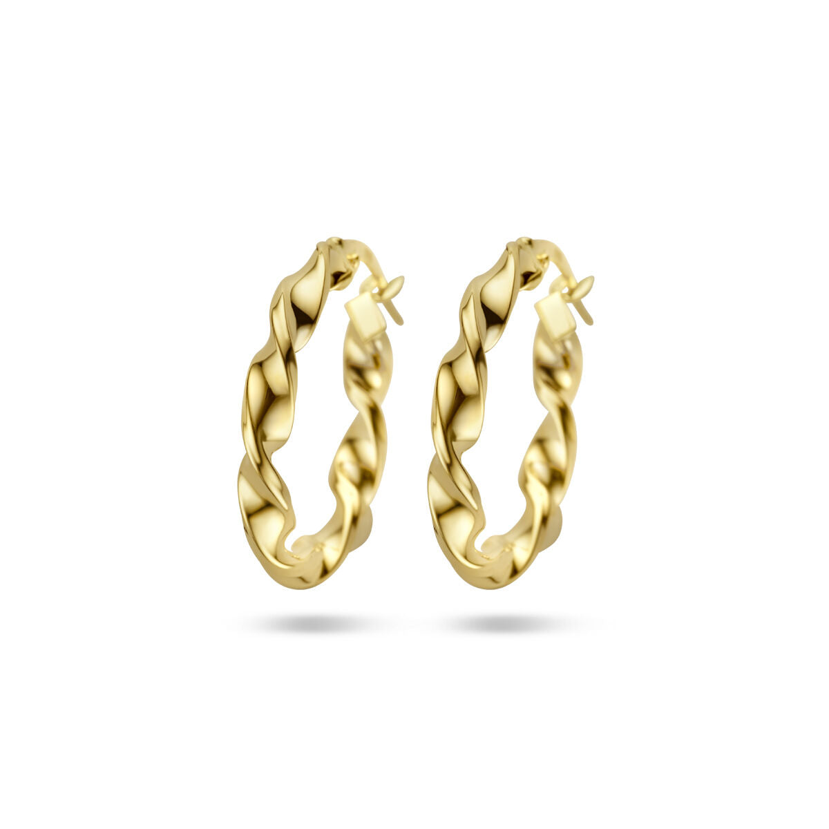9K Geelgouden 9k oorringen gedraaid 20,5 mm - 8000175