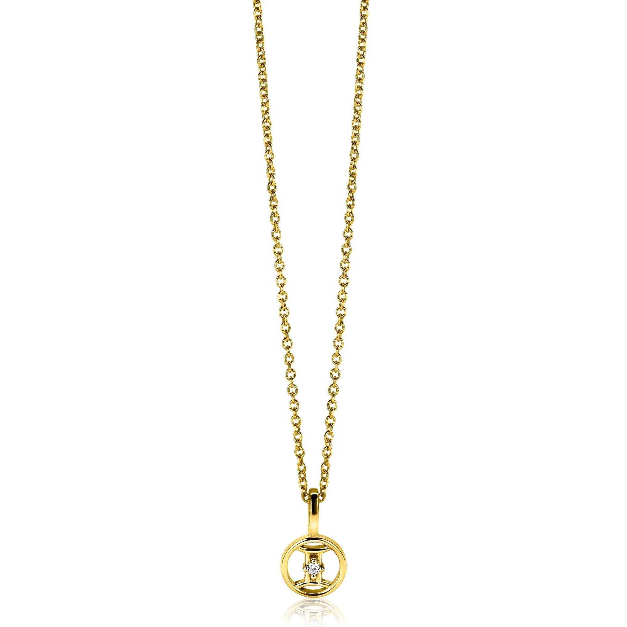 Zinzi gold plated zilveren Tweelingen sterrenbeeldhanger bezet met witte zirkonia ZIHY-TWE (zonder collier) - PansiteNederland.nl