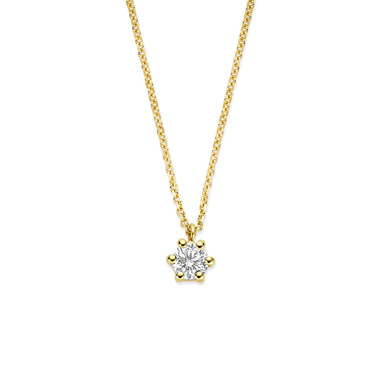 Fantasy Collection Collier lab grown diamant 0.15ct g vs 40 - 42 - 44 cm 14K geelgoud