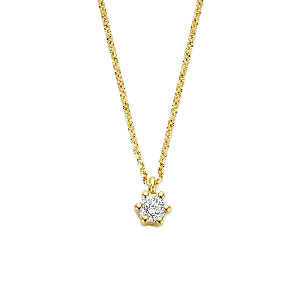 Fantasy Collection Collier lab grown diamant 0.10ct g vs 40 - 42 - 44 cm 14K geelgoud