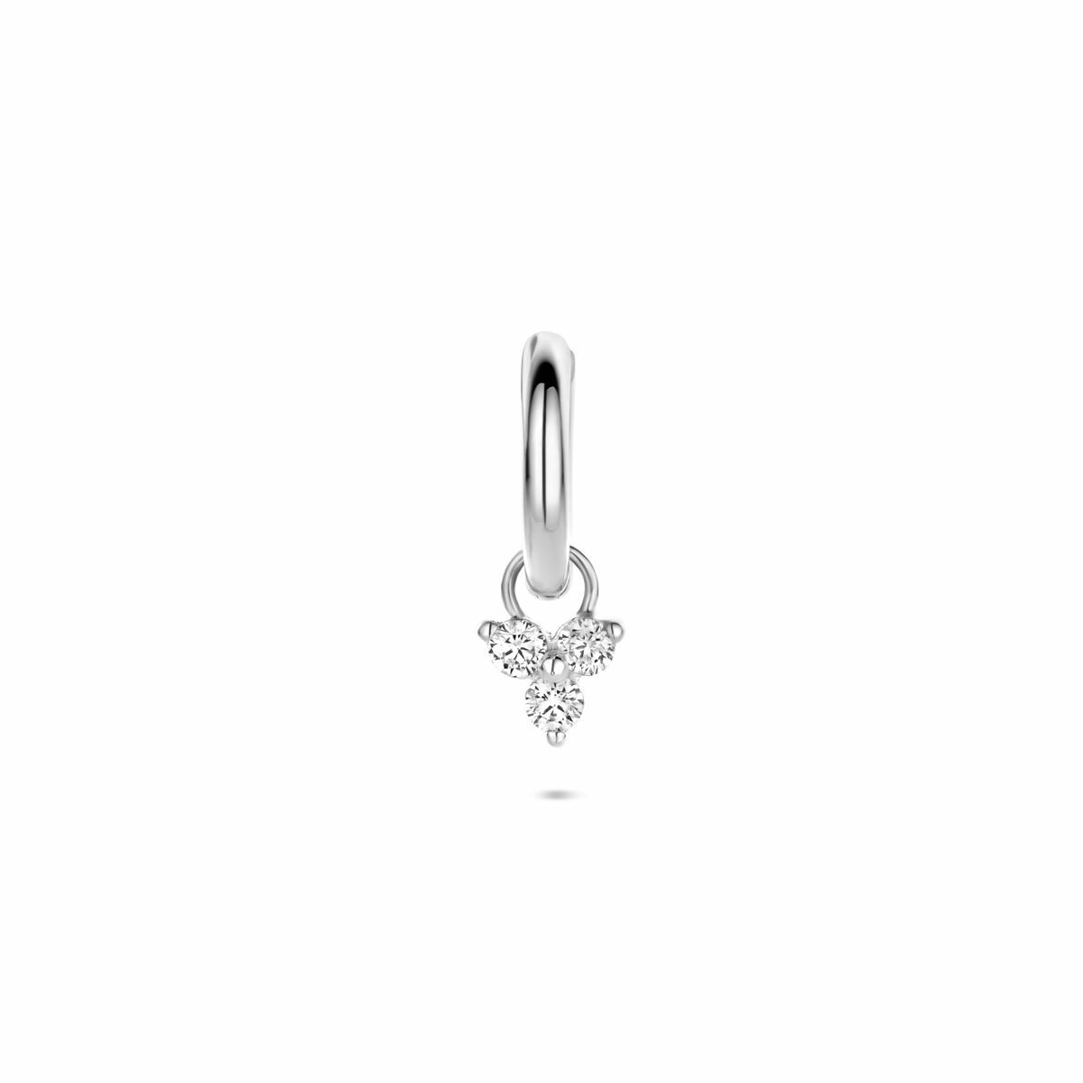 Zilveren gerhodineerde oorring zirkonia per stuk 13 mm - 1341012