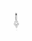 Zilveren gerhodineerde oorring zirkonia per stuk 13 mm - 1341012