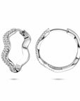 Zilveren gerhodineerde klapoorringen zirkonia 20 mm - 1340877