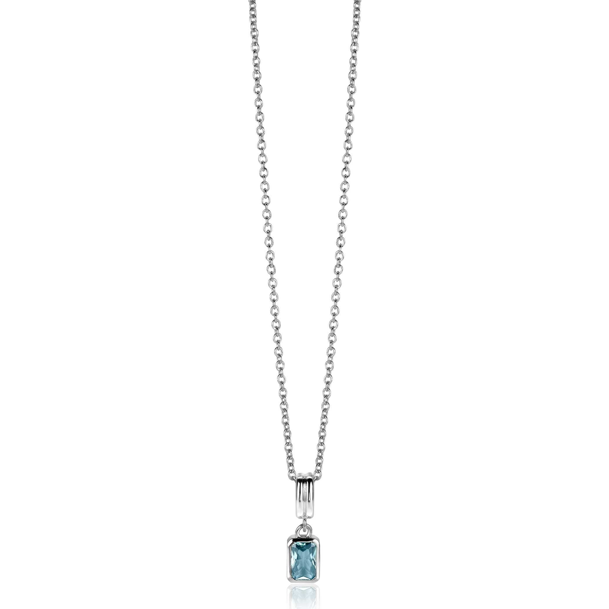 ZINZI Zilveren Hanger met Blauwe Kleursteen - ZIH2614
