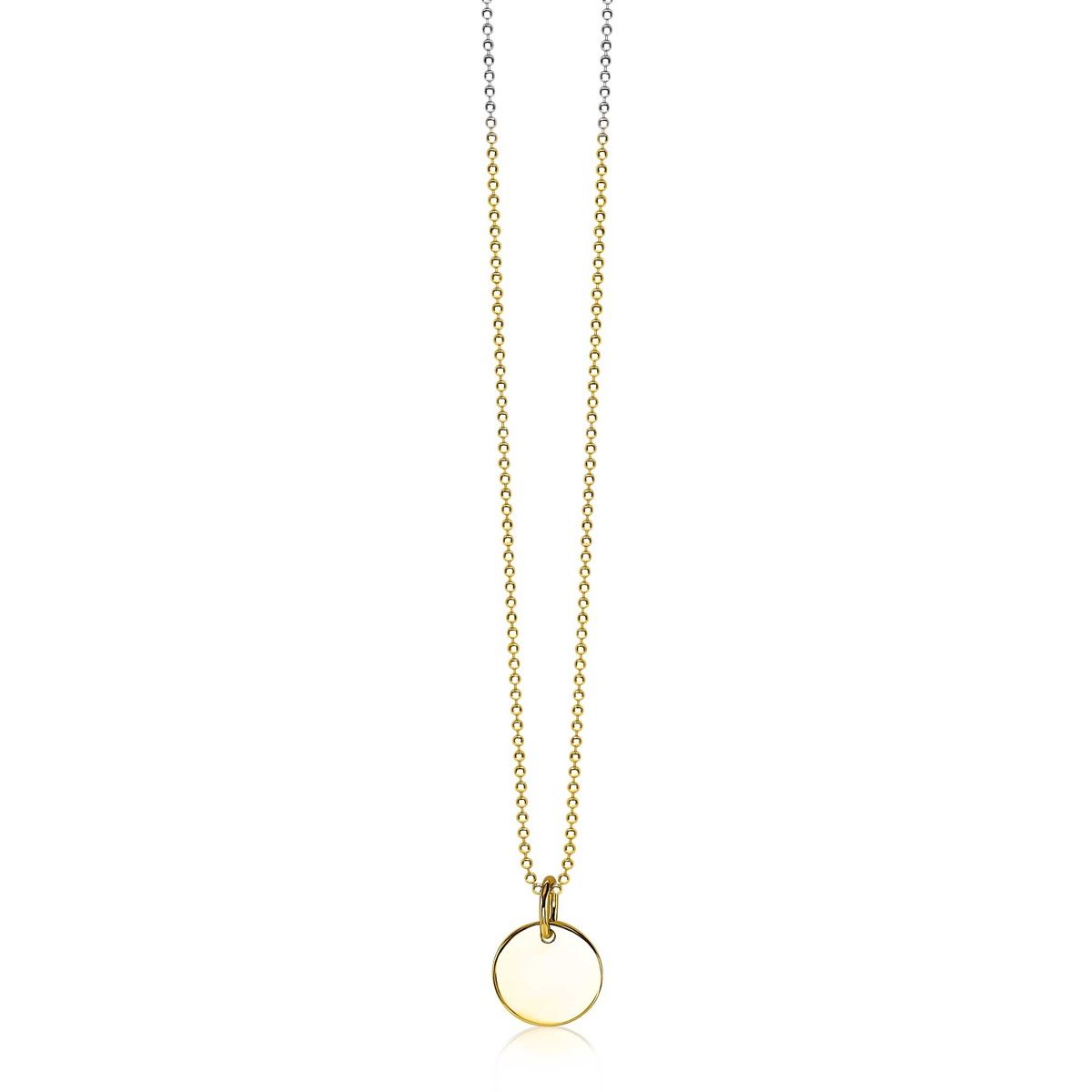 Zinzi gold plated zilveren hanger glad rond plaatje voor gravure ZIH2345G12 (zonder collier) - PansiteNederland.nl