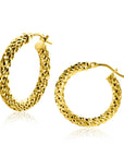 Zinzi Gold 14 krt gouden oorringen met schitterende bewerkte buis 3mm breed ZGO328