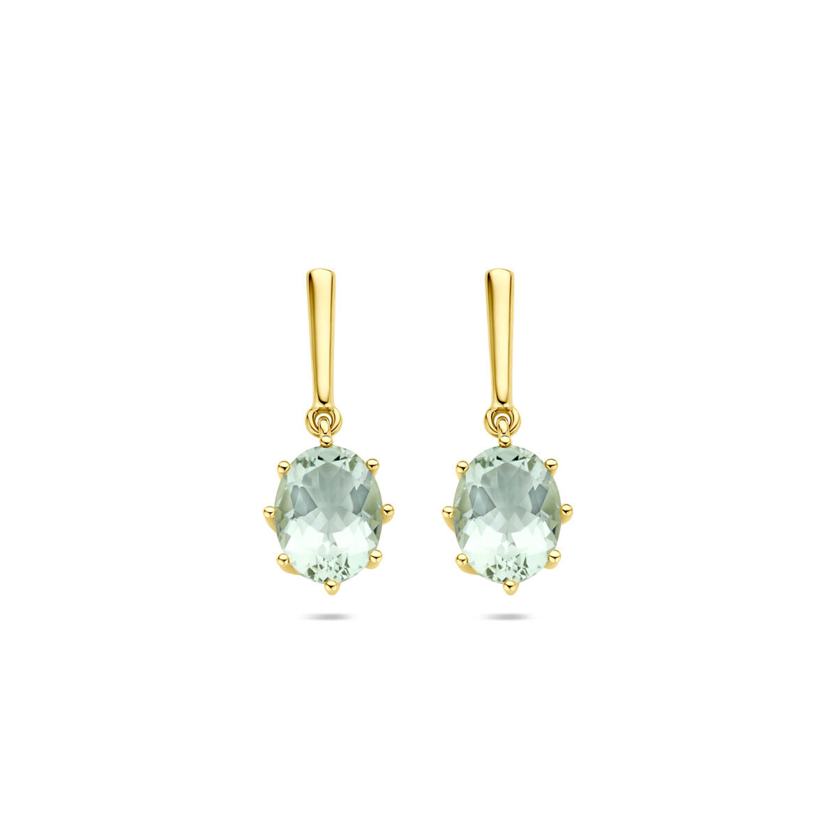 14K geelgouden oorhangers groen amethist 20 mm - 4033644