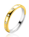 ZINZI gold plated zilveren aanschuifring met zeven ster-zettingen, bezet met witte zirkonia's 3mm breed ZIR2491Y - PansiteNederland.nl