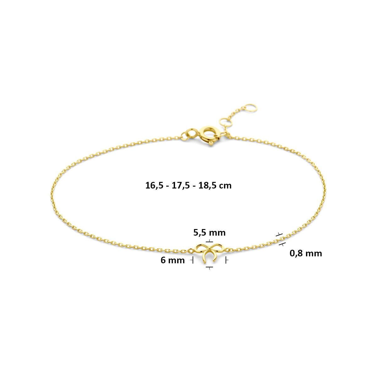 Fantasy Collection Armband strik 16,5 - 17,5 - 18,5 cm 14K geelgoud