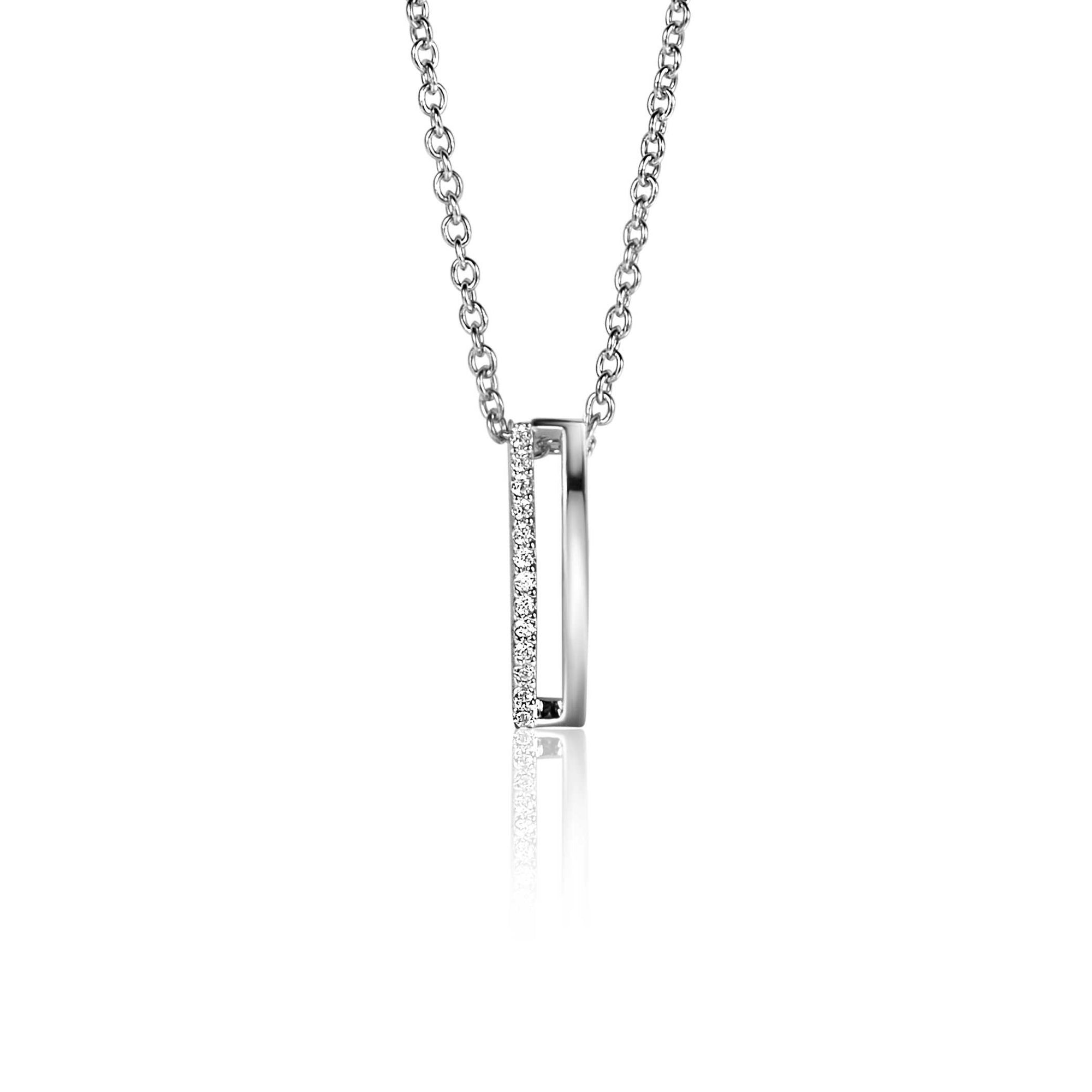Zinzi zilveren strakke hanger bezet met witte zirkonia's ZIH2452 (zonder collier) - PansiteNederland.nl
