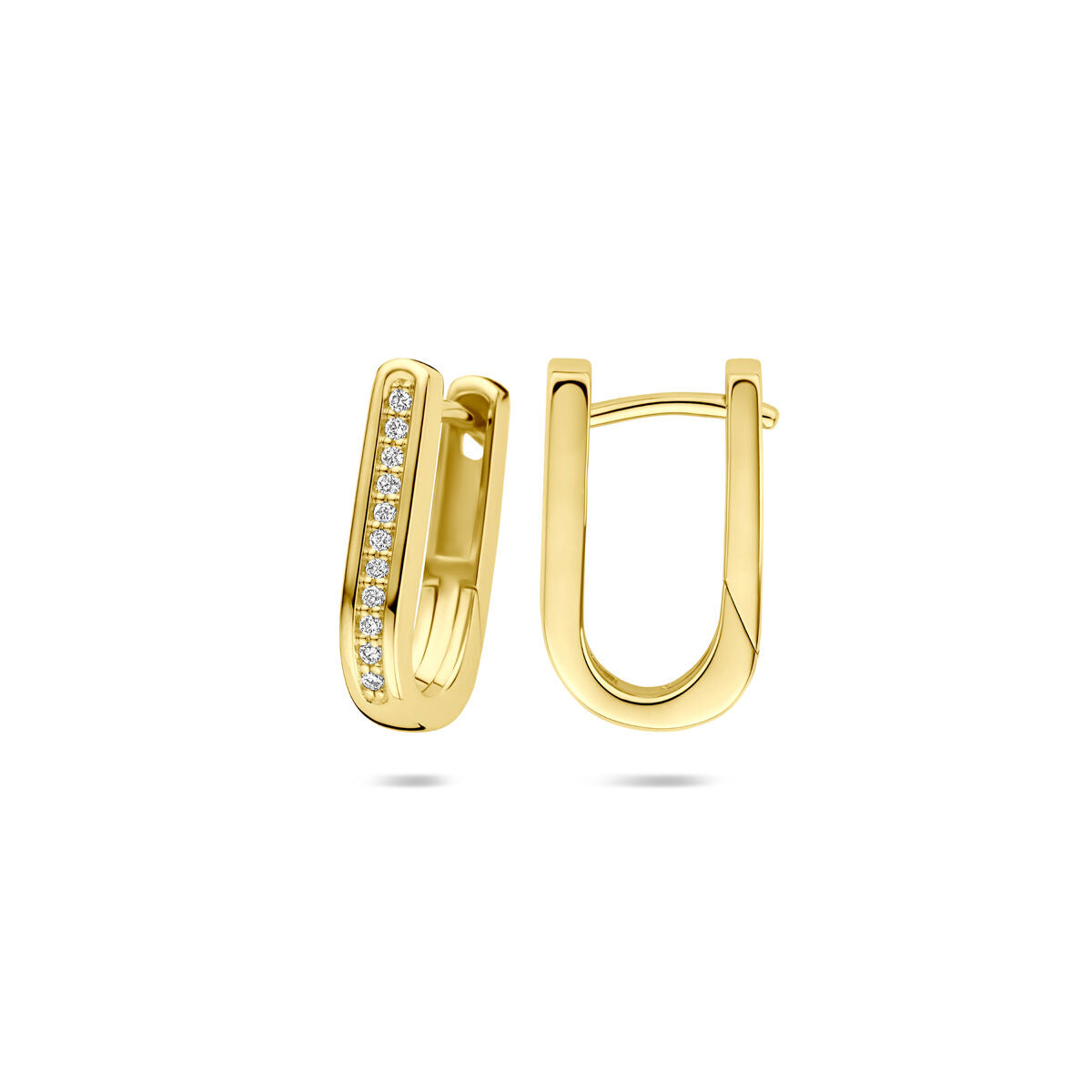 14K geelgouden klapoorringen diamant 0.10ct 2x 0.05ct h si 15 mm - 4033657