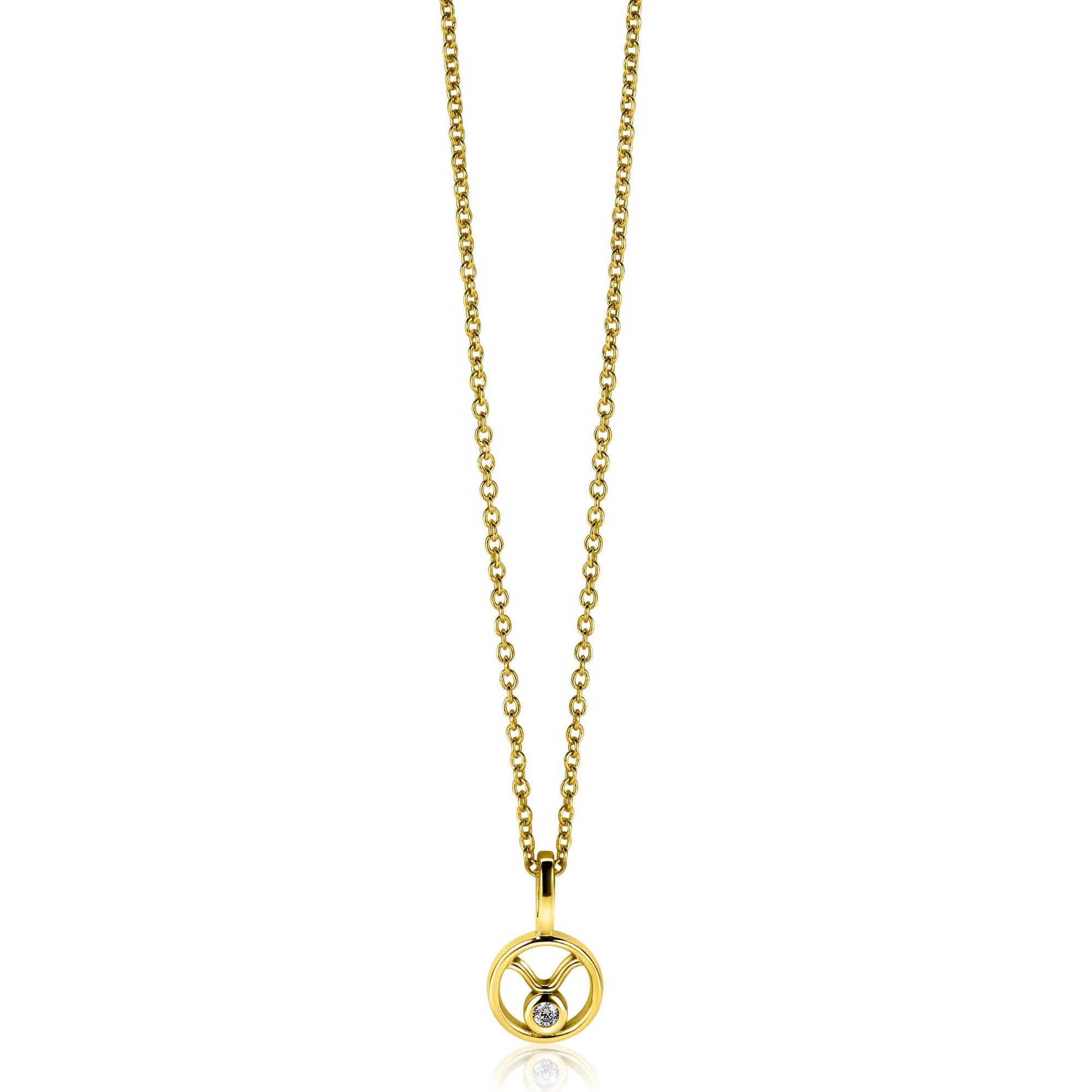 Zinzi gold plated zilveren Stier sterrenbeeldhanger bezet met witte zirkonia ZIHY-STI (zonder collier) - PansiteNederland.nl