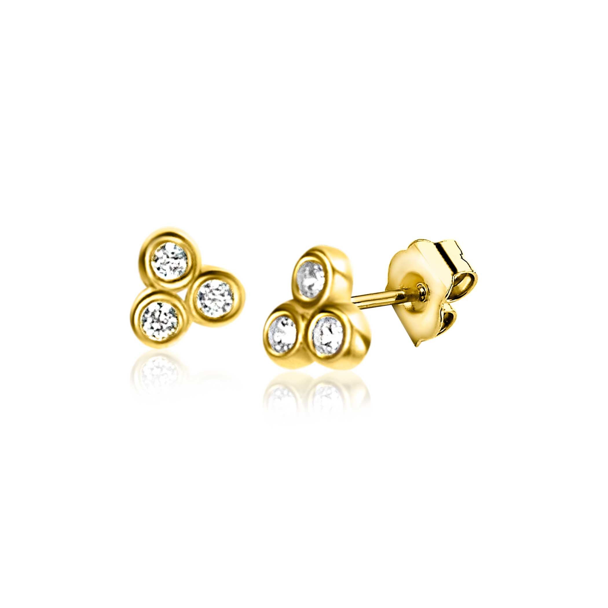 ZINZI 14K Gouden Oorknoppen met Witte Zirkonia ZGO412 oorbellen