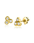 Zinzi Gold 14 krt gouden oorknoppen met drie witte zirkonia's in driehoekvorm gezet ZGO412