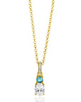 Zinzi gold plated zilveren hanger blauw wit met luxe hangoog ZIH2438 (zonder collier) - PansiteNederland.nl