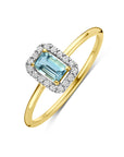 14K Geelgouden Ring Aquamarijn En Diamant 0.08Ct H Si 4034199