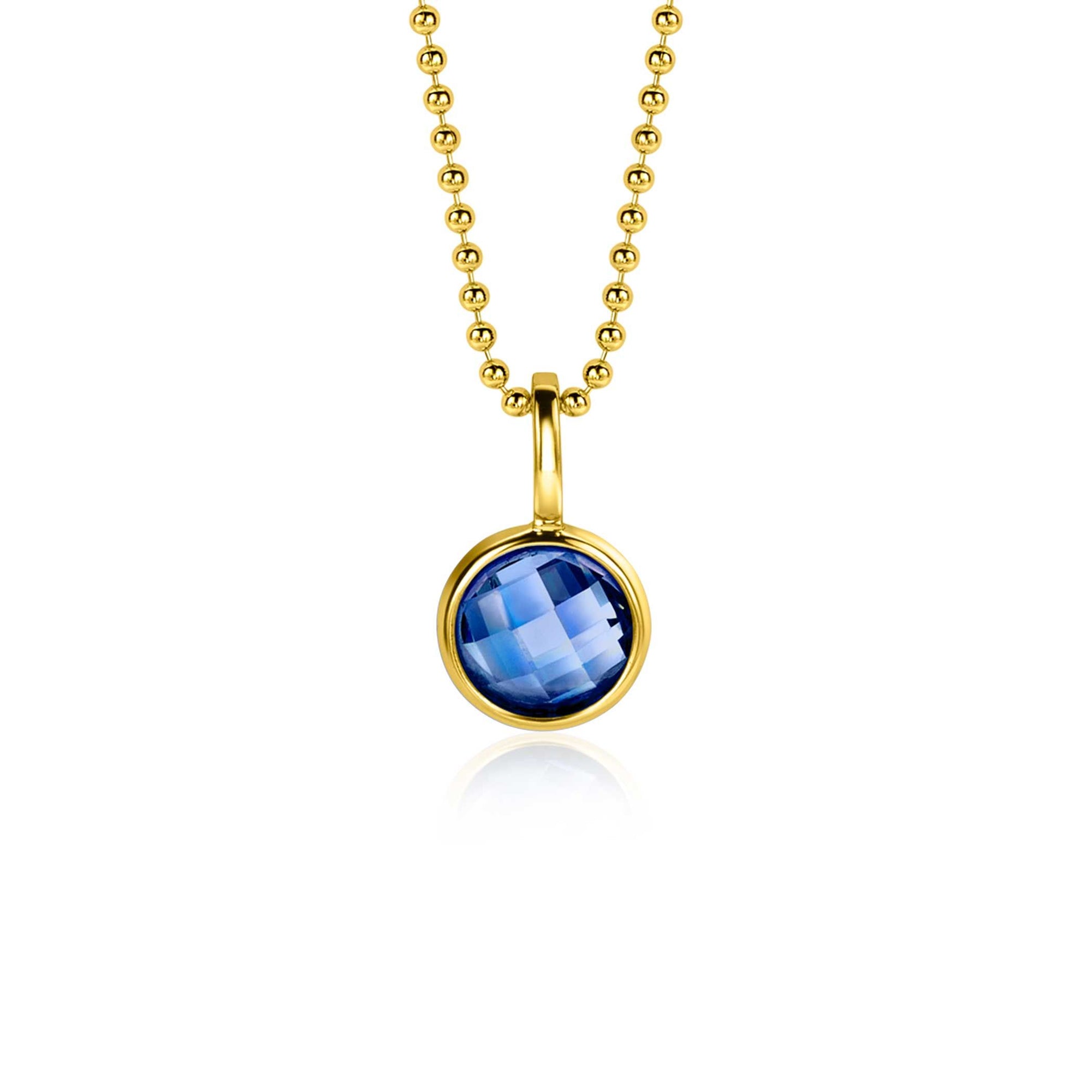 Zinzi SEPTEMBER hanger 8mm gold plated geboortesteen blauw saffier zirkonia ZIH-SEP (zonder collier) - PansiteNederland.nl