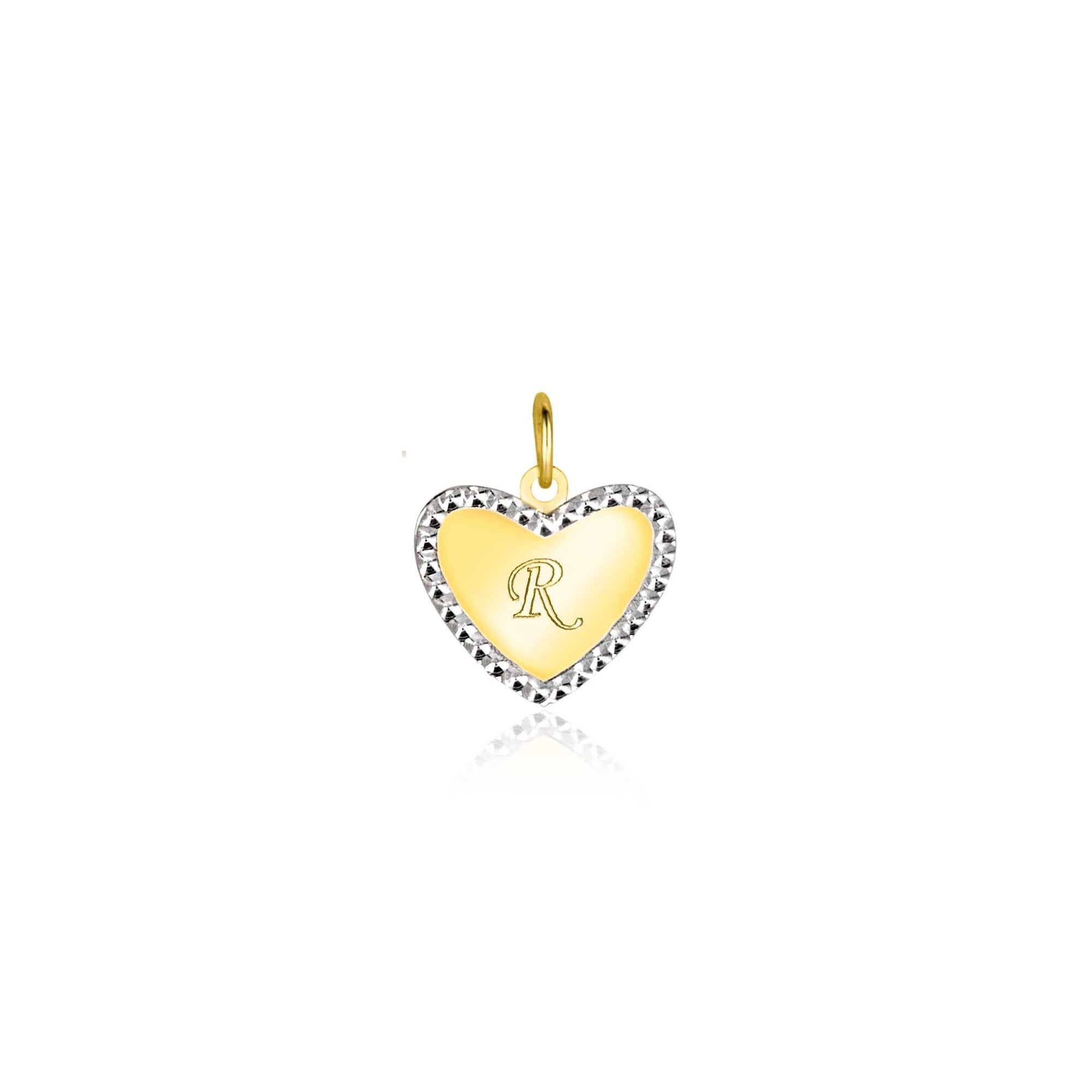 Zinzi Gold 14 krt gouden hanger met glanzend hartje van 10mm en met chique witgouden parelrand ZGH364-10 (zonder collier) - PansiteNederland.nl