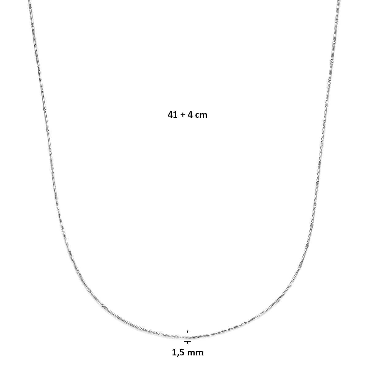 Fantasy Collection Collier slang rond 1,5 mm 41 + 4 cm zilver