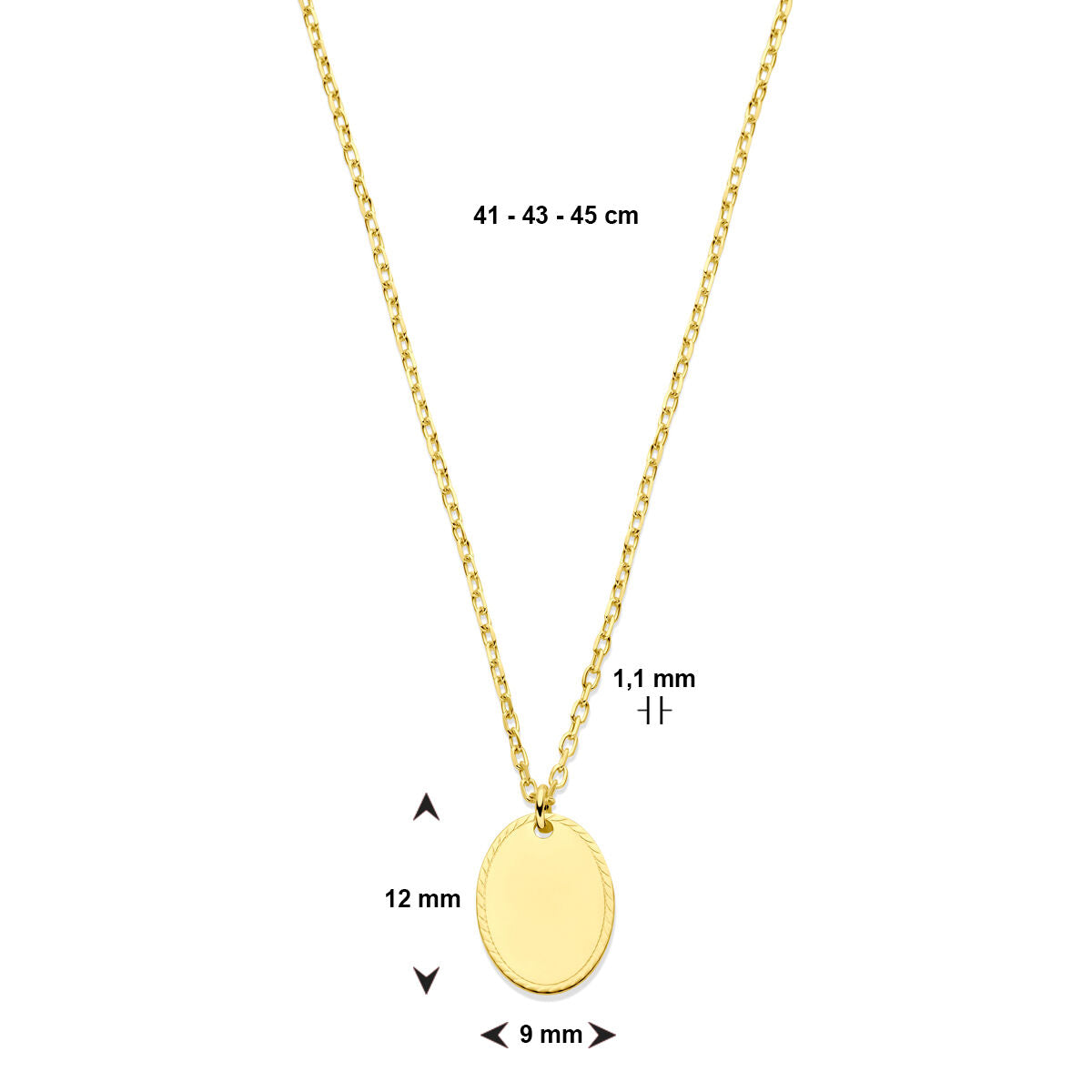14K geelgoud graveer collier 41 - 43 - 45 cm 4030763 - PansiteNederland.nl