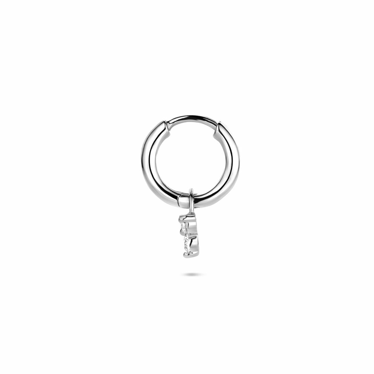 Zilveren gerhodineerde oorring zirkonia per stuk 13 mm - 1341012