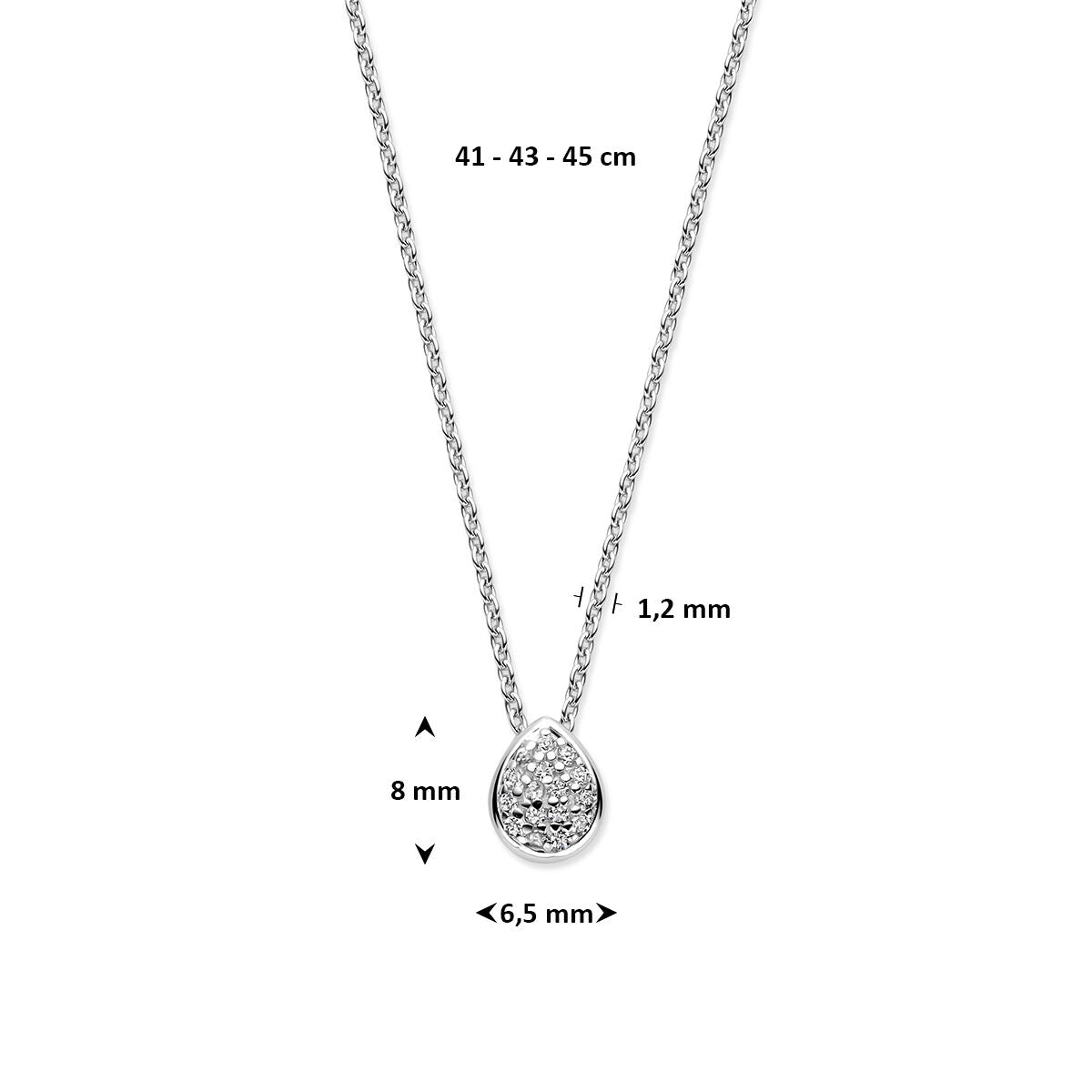 Fantasy Collection Collier druppel zirkonia 41 - 43 - 45 cm zilver