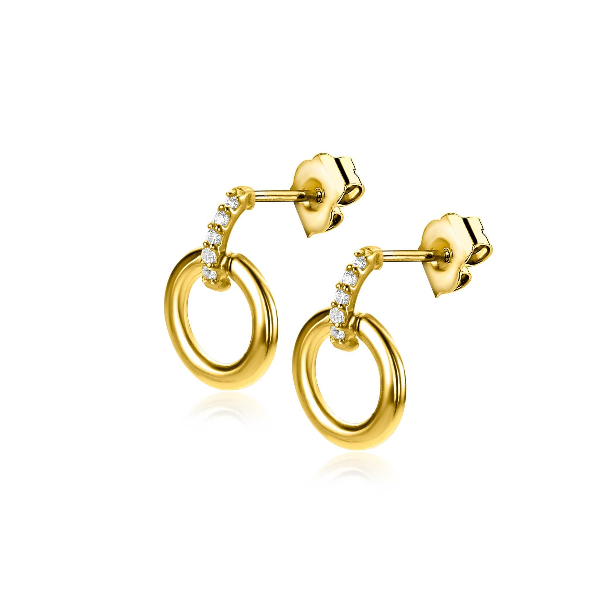 ZINZI 14K Gouden Oorknoppen met Witte Zirkonia ZGO512