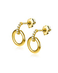 Zinzi Gold 14 krt gouden ronde oorknoppen waarbij de top bezet is met witte zirkonia's  ZGO512