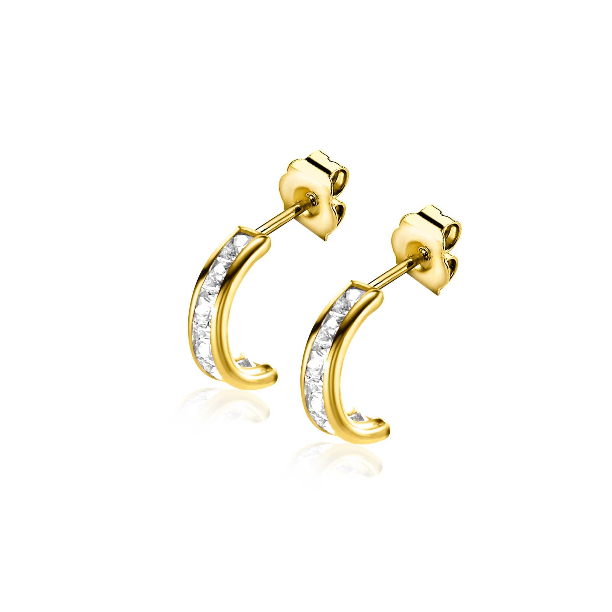 ZINZI 14K Gouden Oorbellen met Witte Zirkonia ZGO457
