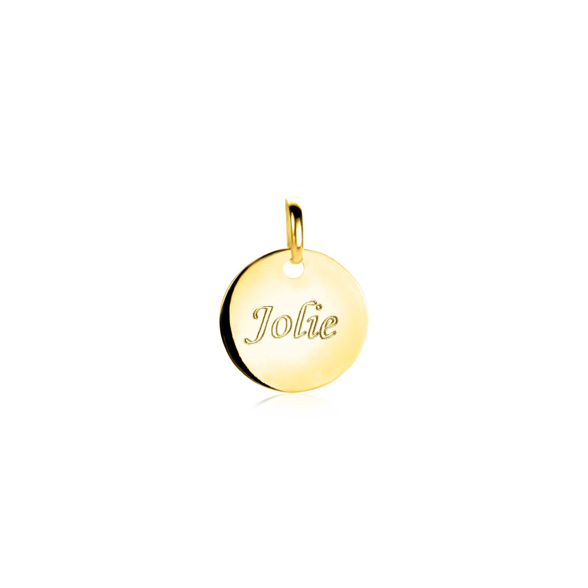 ZINZI 14K gouden hanger met rond plaatje van 10mm. Ideaal voor gravure (max. 4 letters). Vervaardigd van 14 karaat goud. Exclusief collier. - PansiteNederland.nl