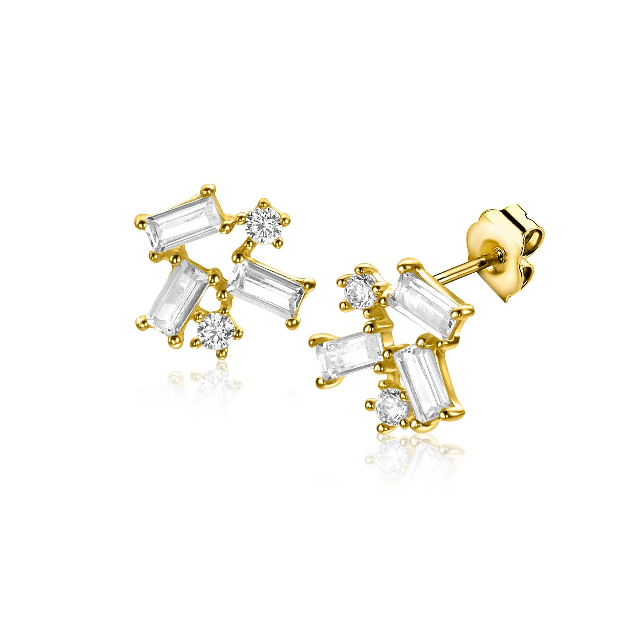 ZINZI 14K Gouden Oorknoppen met Witte Zirkonia ZGO511 oorbellen