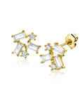 Zinzi Gold 14 krt gouden fantasie oorknoppen met rechthoekige baguette geslepen zirkonia's en ronde witte zirkonia's ZGO511