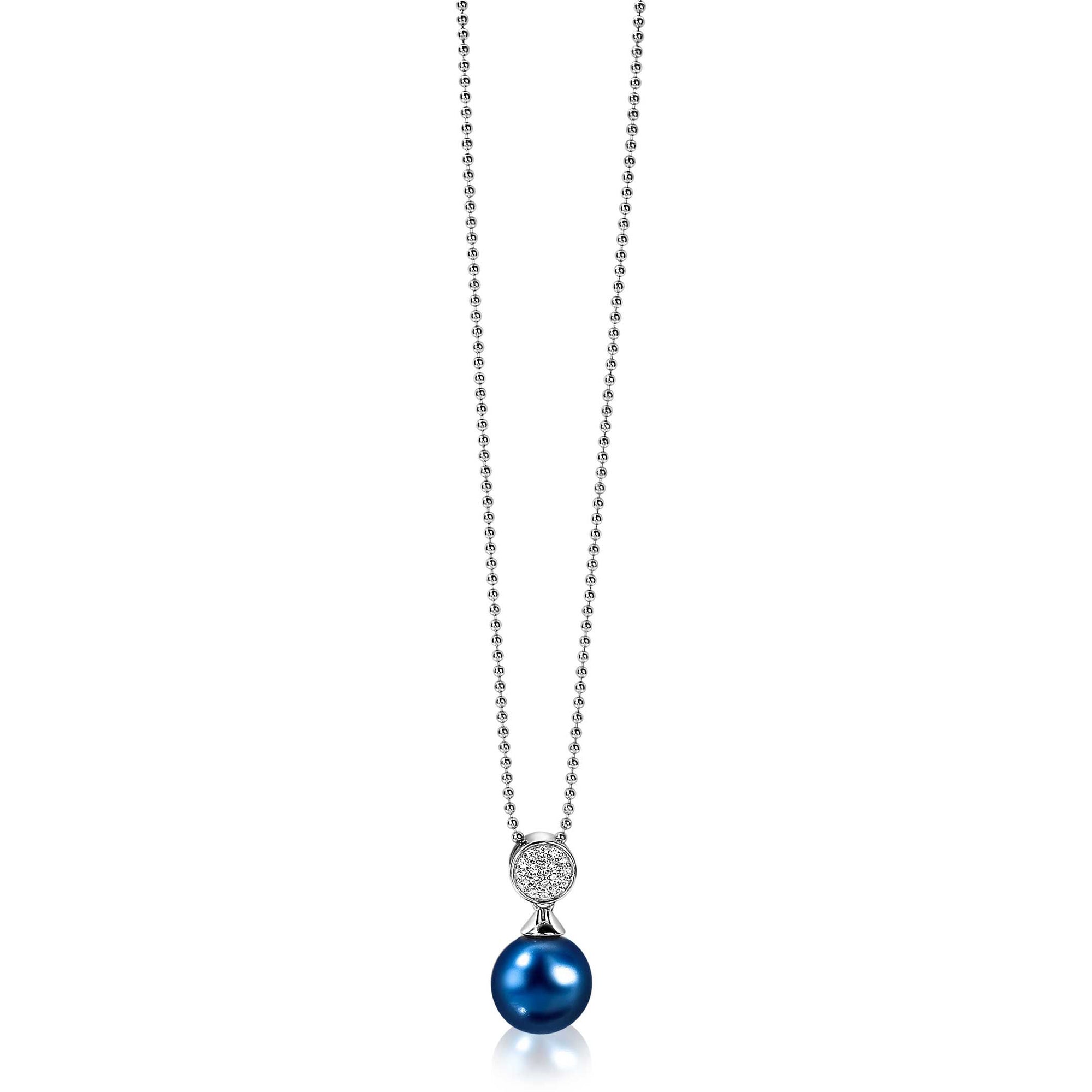 Zinzi zilveren parelhanger 18mm witte zirkonia's blauwe parel ZIH1151B (zonder collier) - PansiteNederland.nl