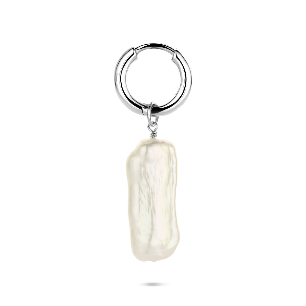Zilveren gerhodineerde oorring parel per stuk 26 mm - 1341007
