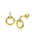 Zinzi Gold 14 krt gouden ronde oorknoppen waarbij de top bezet is met witte zirkonia's  ZGO512