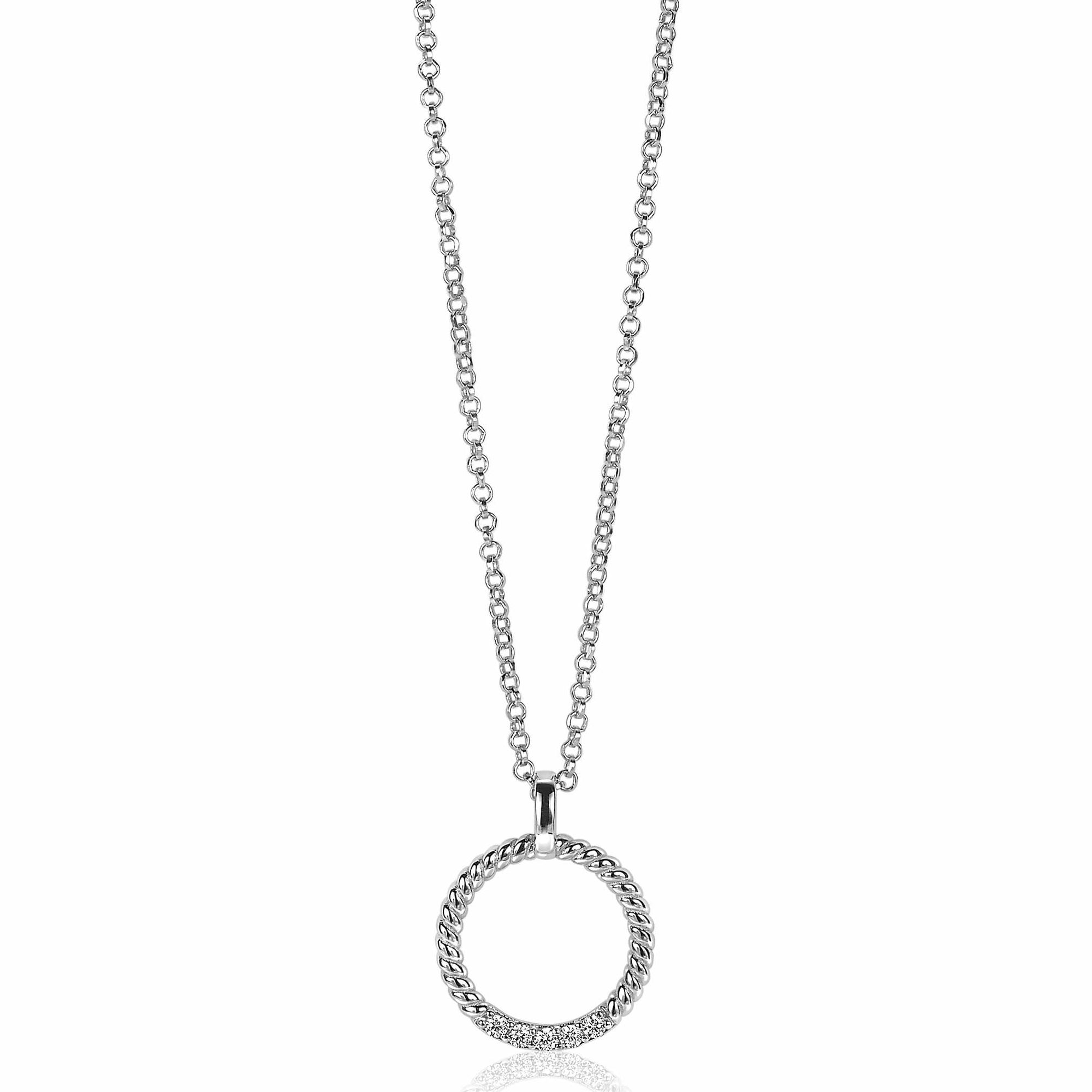 Zinzi zilveren ronde hanger 22mm gedraaid witte zirkonia ZIH2128 (zonder collier) - PansiteNederland.nl
