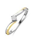 14K Bicolor Gouden Geel/Wit Ring Diamant 0.10Ct H Si 4209083